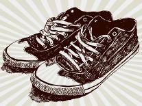 Vintage Sneakers Hand Drawn-tsaplia-Framed Art Print