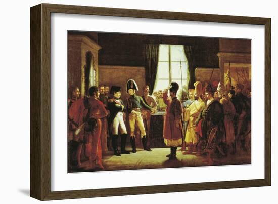 Tsar Alexander I Presenting the Kalmyks, Cossacks and Bashkortostan of Russian Army to Napoleon I-Pierre-nolasque Bergeret-Framed Giclee Print