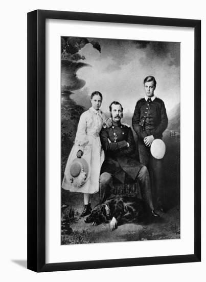 Tsar Alexander II of Russia with His Daughter Maria and Son Alexei, 1863-Ivan Fyodorovich Alexandrovsky-Framed Giclee Print