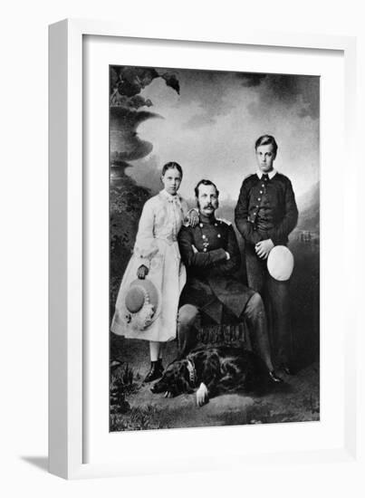 Tsar Alexander II of Russia with His Daughter Maria and Son Alexei, 1863-Ivan Fyodorovich Alexandrovsky-Framed Giclee Print