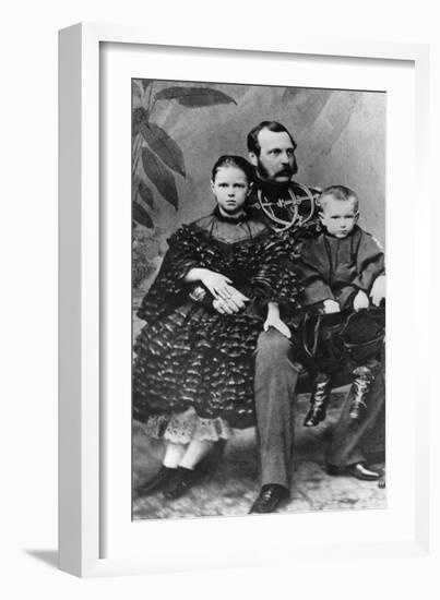 Tsar Alexander II of Russia with His Daughter Maria and Son Sergei, C1860-C1862-null-Framed Giclee Print