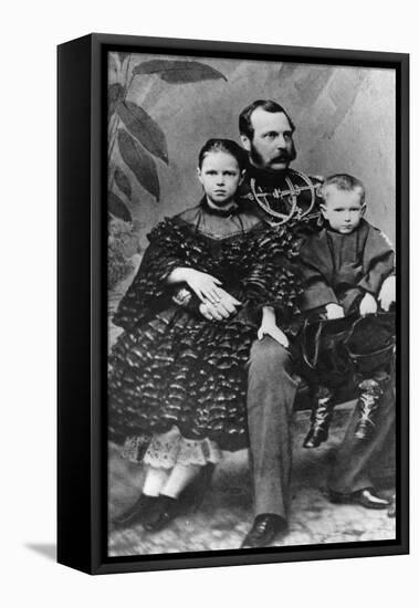 Tsar Alexander II of Russia with His Daughter Maria and Son Sergei, C1860-C1862-null-Framed Stretched Canvas