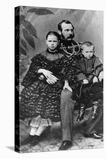 Tsar Alexander II of Russia with His Daughter Maria and Son Sergei, C1860-C1862-null-Stretched Canvas