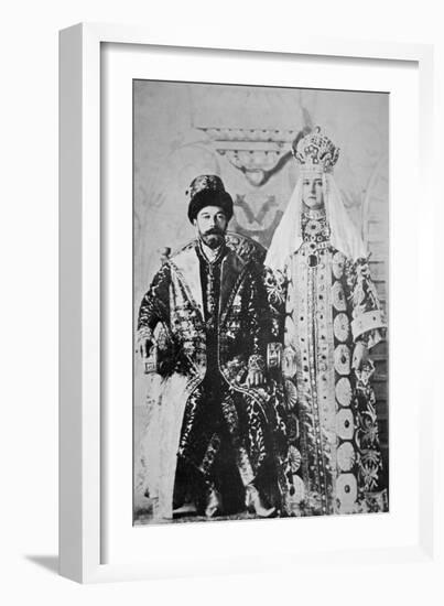 Tsar Nicholas Ii and Tsaritsa Alexandra in Full Coronation Regalia, May 1896 (B/W Photo)-Russian Photographer-Framed Giclee Print