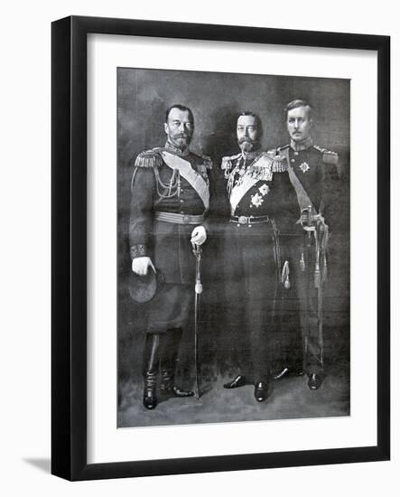 Tsar Nicholas II of Russia, King George V of Great Britain and King Albert I of Belgium, 1914-null-Framed Giclee Print