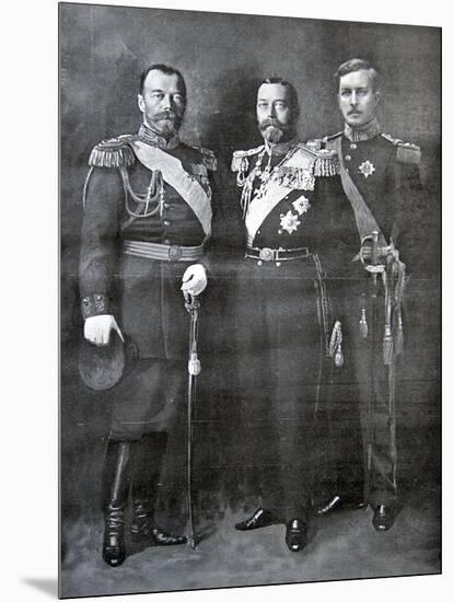 Tsar Nicholas II of Russia, King George V of Great Britain and King Albert I of Belgium, 1914-null-Mounted Giclee Print