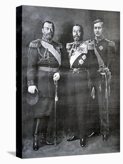 Tsar Nicholas II of Russia, King George V of Great Britain and King Albert I of Belgium, 1914-null-Stretched Canvas