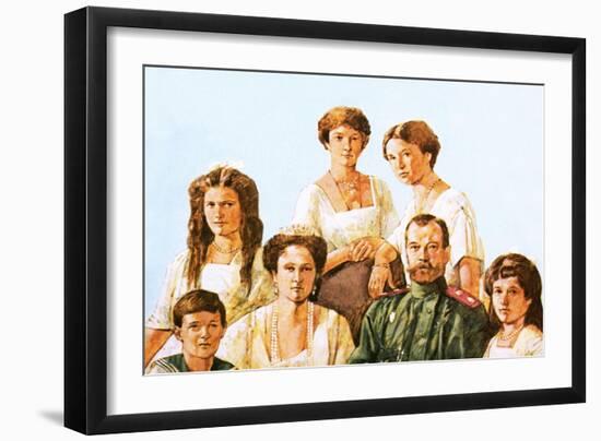 Tsar Nicholas Ii with This Family-Richard Hook-Framed Giclee Print