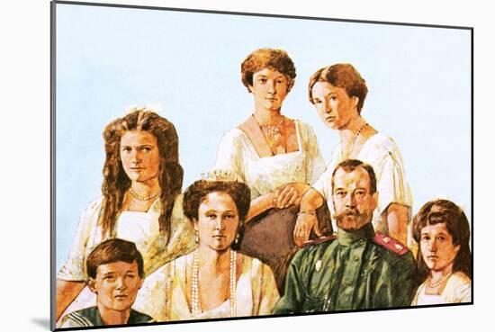 Tsar Nicholas Ii with This Family-Richard Hook-Mounted Giclee Print