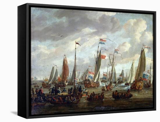 Tsar Peter I Visiting England in January 1698, Early 18th Century-Abraham Storck-Framed Stretched Canvas