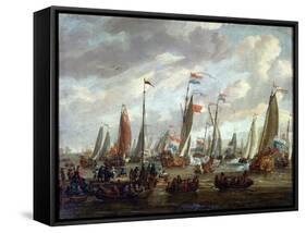 Tsar Peter I Visiting England in January 1698, Early 18th Century-Abraham Storck-Framed Stretched Canvas