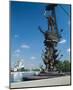 Tsar Peter the Great Monument and Cathedral of Christ the Saviour, Moscow, Russia-null-Mounted Art Print