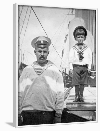 Tsarevitch Alexei with His Personal Bodyguard, the Sailor Derevenko-null-Framed Photographic Print