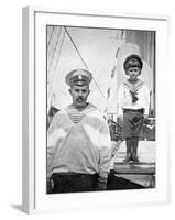 Tsarevitch Alexei with His Personal Bodyguard, the Sailor Derevenko-null-Framed Photographic Print