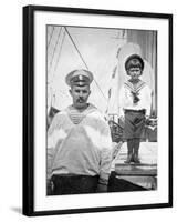 Tsarevitch Alexei with His Personal Bodyguard, the Sailor Derevenko-null-Framed Photographic Print