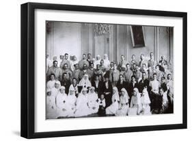 Tsarina Maria Fyodorovna of Russia Visiting a Hospital in Kiev, 1915-null-Framed Premium Giclee Print