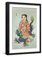 Tsing-Chen the Chinese Spirit of the Wells Rides a Blue Dragon-null-Framed Art Print