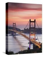 Tsing Ma Bridge at Dusk, Tsing Yi, Hong Kong, China-Ian Trower-Stretched Canvas