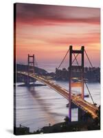 Tsing Ma Bridge at Dusk, Tsing Yi, Hong Kong, China-Ian Trower-Stretched Canvas