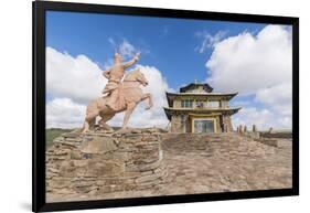 Tsorjiin Khureenii temple and Genghis Khan statue, Middle Gobi province, Mongolia, Central Asia, As-Francesco Vaninetti-Framed Photographic Print