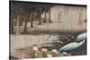 Tsuchiyama, pont et cascade sous la pluie-Ando Hiroshige-Stretched Canvas