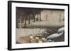 Tsuchiyama, pont et cascade sous la pluie-Ando Hiroshige-Framed Giclee Print