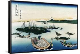 Tsukada Island in Musashi Province-Katsushika Hokusai-Framed Stretched Canvas