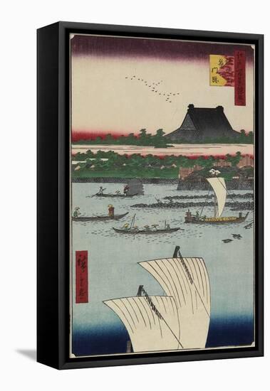 Tsukiji Temple, Teppozu, July 1858-Utagawa Hiroshige-Framed Stretched Canvas