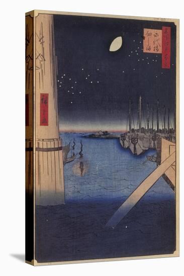 Tsukudajima and Eitai Bridge (One Hundred Famous Views of Ed), 1856-1858-Utagawa Hiroshige-Stretched Canvas