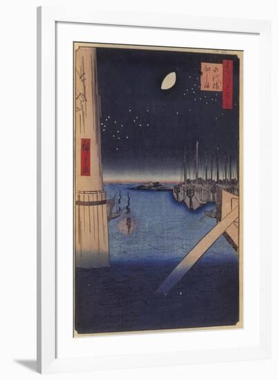 Tsukudajima and Eitai Bridge (One Hundred Famous Views of Ed), 1856-1858-Utagawa Hiroshige-Framed Giclee Print