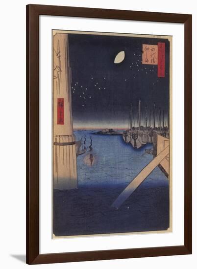 Tsukudajima and Eitai Bridge (One Hundred Famous Views of Ed), 1856-1858-Utagawa Hiroshige-Framed Giclee Print