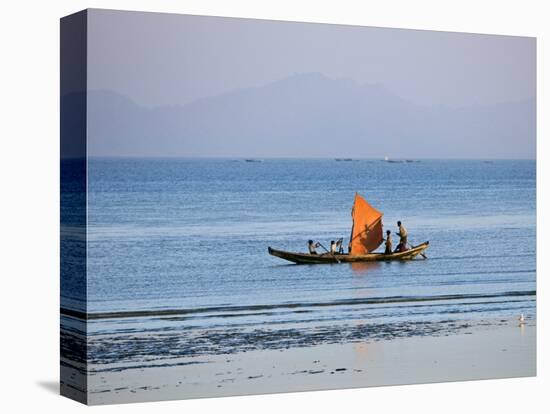 Tthe Crew of Small Fishing Boat Hurries Home to Sittwe Harbour with their Catch, Burma, Myanmar-Nigel Pavitt-Stretched Canvas