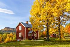 Cottage with Garden with Autumn Colors in a Mountain Landscape-TTphoto-Framed Photographic Print