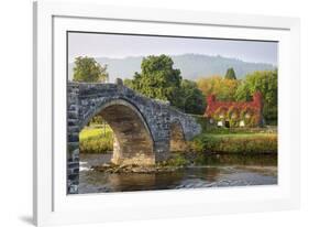 Tu Hwnt I'R Bont Tearoom and Pont Fawr (Big Bridge) in Autumn, Llanrwst, Snowdonia, Conwy, Wales-Stuart Black-Framed Photographic Print