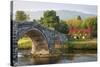 Tu Hwnt I'R Bont Tearoom and Pont Fawr (Big Bridge) in Autumn, Llanrwst, Snowdonia, Conwy, Wales-Stuart Black-Stretched Canvas