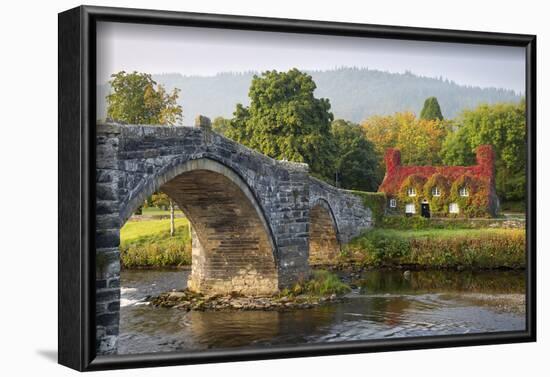 Tu Hwnt I'R Bont Tearoom and Pont Fawr (Big Bridge) in Autumn, Llanrwst, Snowdonia, Conwy, Wales-Stuart Black-Framed Photographic Print