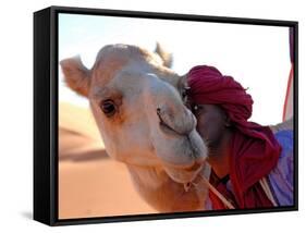 Tuareg and Dromedary, Sebha, Ubari, Libya, North Africa, Africa-Godong-Framed Stretched Canvas