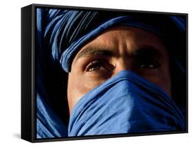 Tuareg Man, Erg Chebbi, Sahara Desert, Morocco-Peter Adams-Framed Stretched Canvas