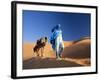 Tuareg Man Leading Camel Train, Erg Chebbi, Sahara Desert, Morocco-Peter Adams-Framed Photographic Print