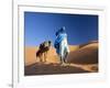 Tuareg Man Leading Camel Train, Erg Chebbi, Sahara Desert, Morocco-Peter Adams-Framed Photographic Print