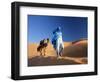 Tuareg Man Leading Camel Train, Erg Chebbi, Sahara Desert, Morocco-Peter Adams-Framed Photographic Print