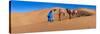 Tuareg Man Leading Camel Train in Desert, Erg Chebbi Dunes, Sahara Desert, Morocco-null-Stretched Canvas