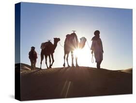 Tuareg Man with Camel Train, Erg Chebbi, Sahara Desert, Morocco-Peter Adams-Stretched Canvas