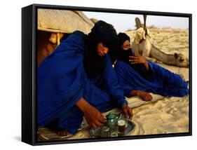 Tuareg Men Preparing for Tea Ceremony Outside a Traditional Homestead, Timbuktu, Mali-Ariadne Van Zandbergen-Framed Stretched Canvas