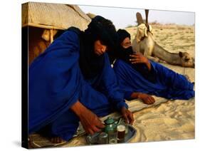 Tuareg Men Preparing for Tea Ceremony Outside a Traditional Homestead, Timbuktu, Mali-Ariadne Van Zandbergen-Stretched Canvas