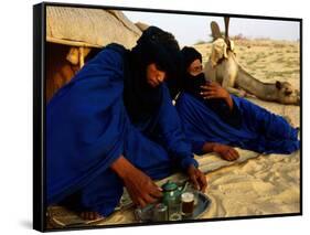 Tuareg Men Preparing for Tea Ceremony Outside a Traditional Homestead, Timbuktu, Mali-Ariadne Van Zandbergen-Framed Stretched Canvas