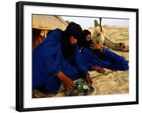 Tuareg Men Preparing for Tea Ceremony Outside a Traditional Homestead, Timbuktu, Mali-Ariadne Van Zandbergen-Framed Photographic Print