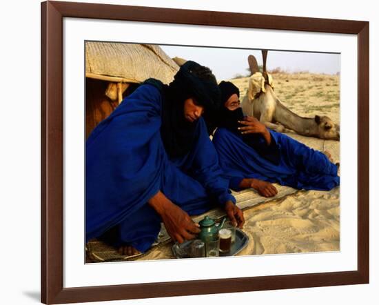 Tuareg Men Preparing for Tea Ceremony Outside a Traditional Homestead, Timbuktu, Mali-Ariadne Van Zandbergen-Framed Photographic Print