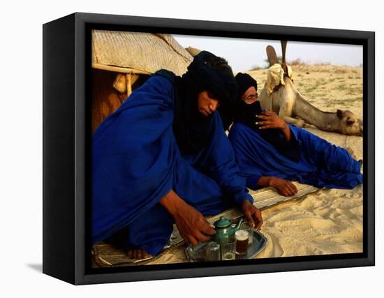 Tuareg Men Preparing for Tea Ceremony Outside a Traditional Homestead, Timbuktu, Mali-Ariadne Van Zandbergen-Framed Stretched Canvas