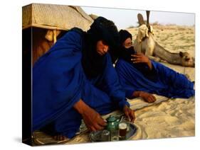 Tuareg Men Preparing for Tea Ceremony Outside a Traditional Homestead, Timbuktu, Mali-Ariadne Van Zandbergen-Stretched Canvas